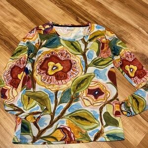 Contrado floral abstract long sleeve top size medium